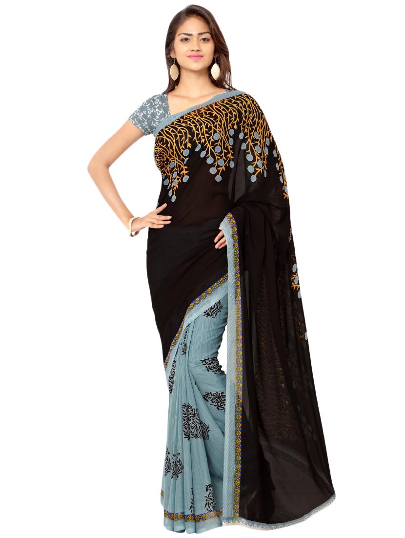set of 2 multicolor printed saree combo with blouse - 16425615 - Standard Image - 1