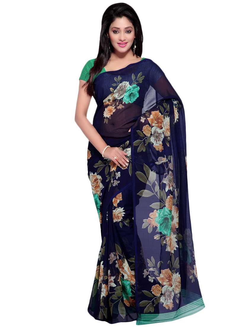 set of 2 multicolor printed saree combo with blouse - 16426013 - Standard Image - 1