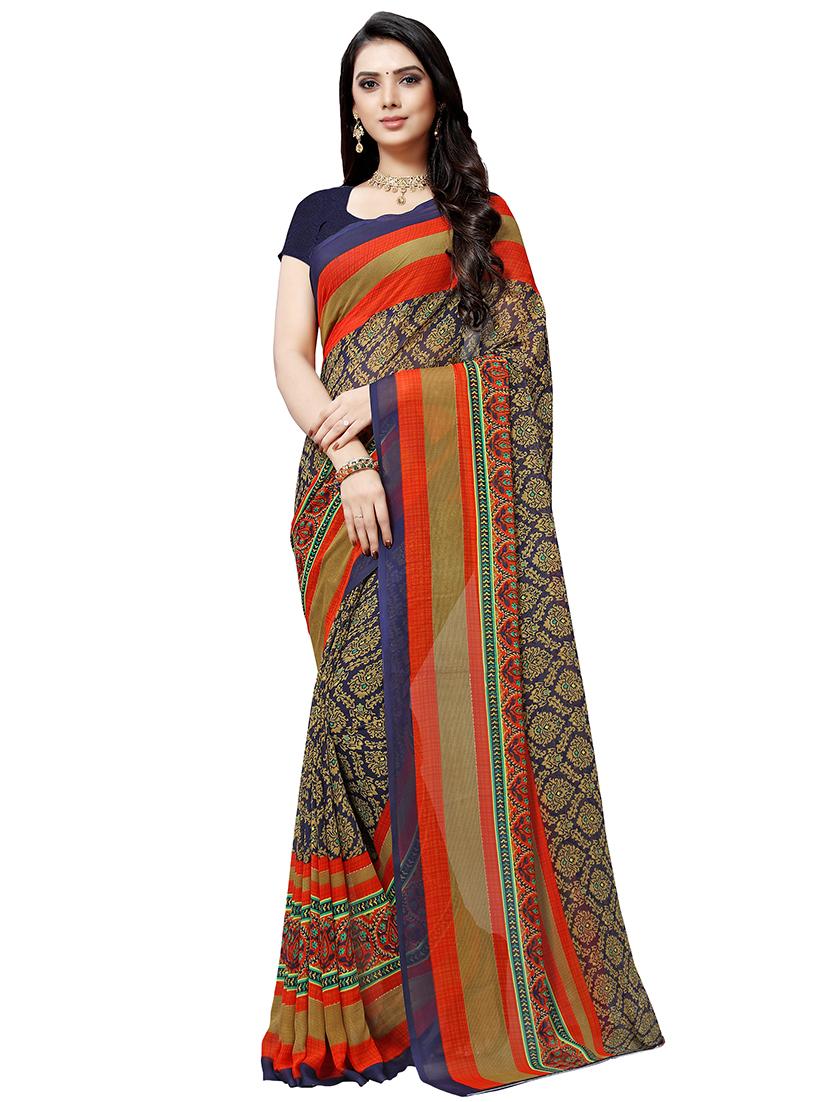 set of 2 multicolor printed saree combo with blouse - 16426037 - Standard Image - 1
