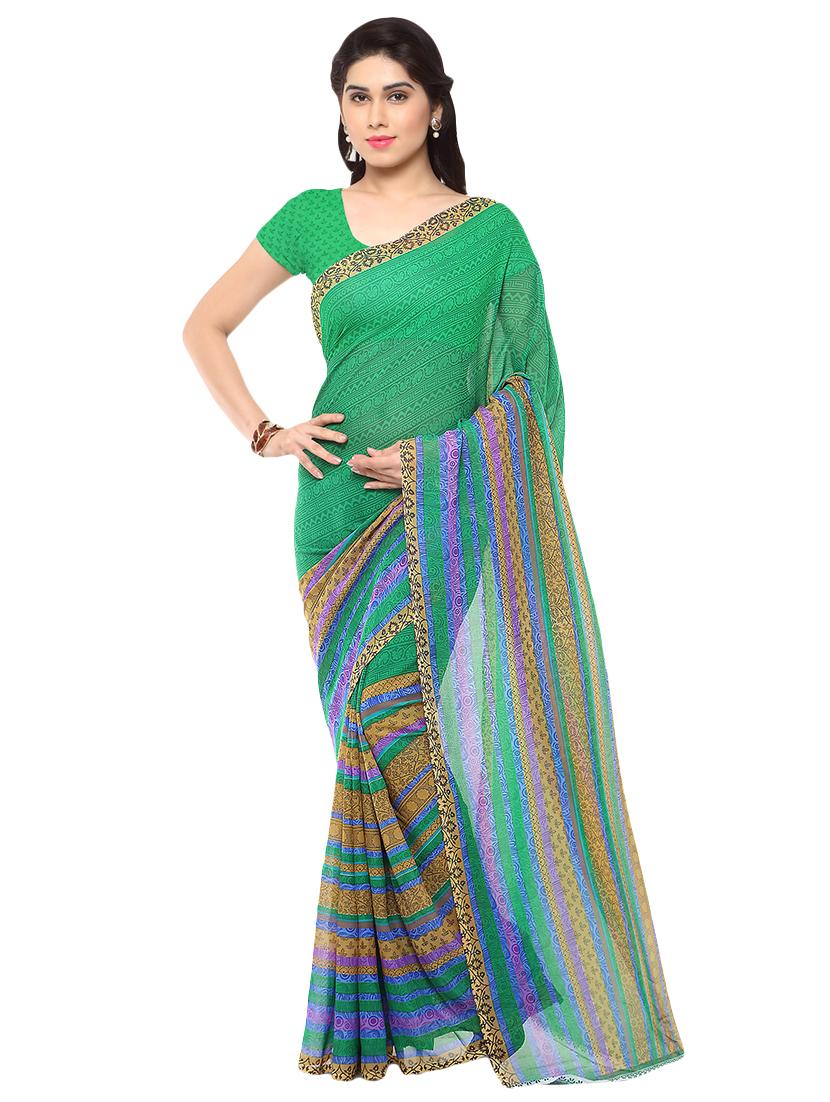 set of 2 multicolor printed saree combo with blouse - 16426087 - Standard Image - 1