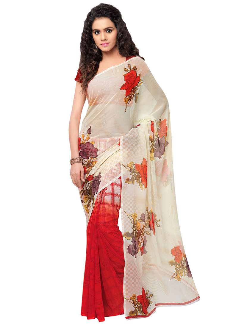 set of 2 multicolor printed saree combo with blouse - 16426155 - Standard Image - 1