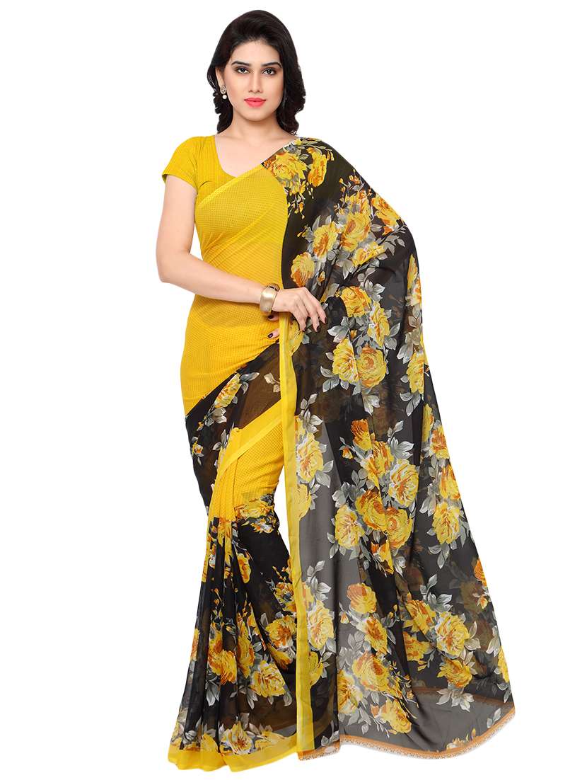 set of 2 multicolor printed saree combo with blouse - 16426426 -  Standard Image - 1