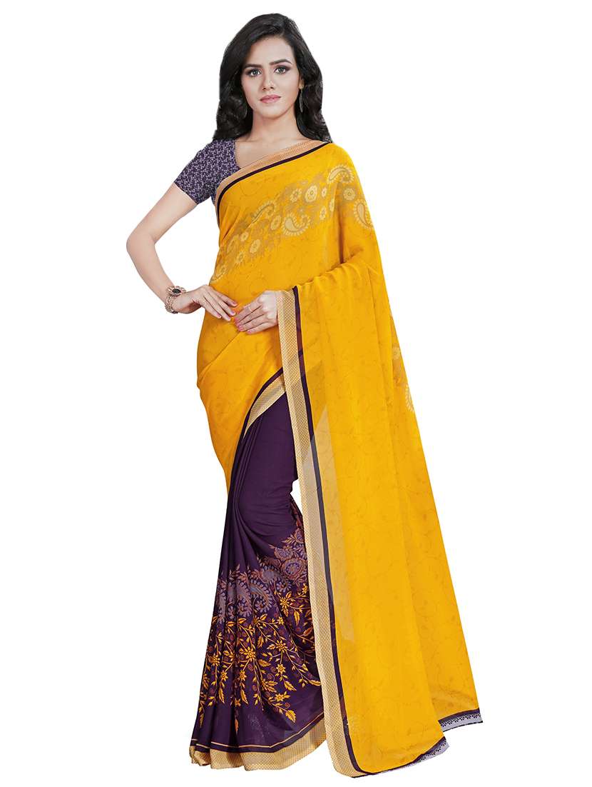 set of 2 printed saree combo with blouse - 16426435 -  Standard Image - 1