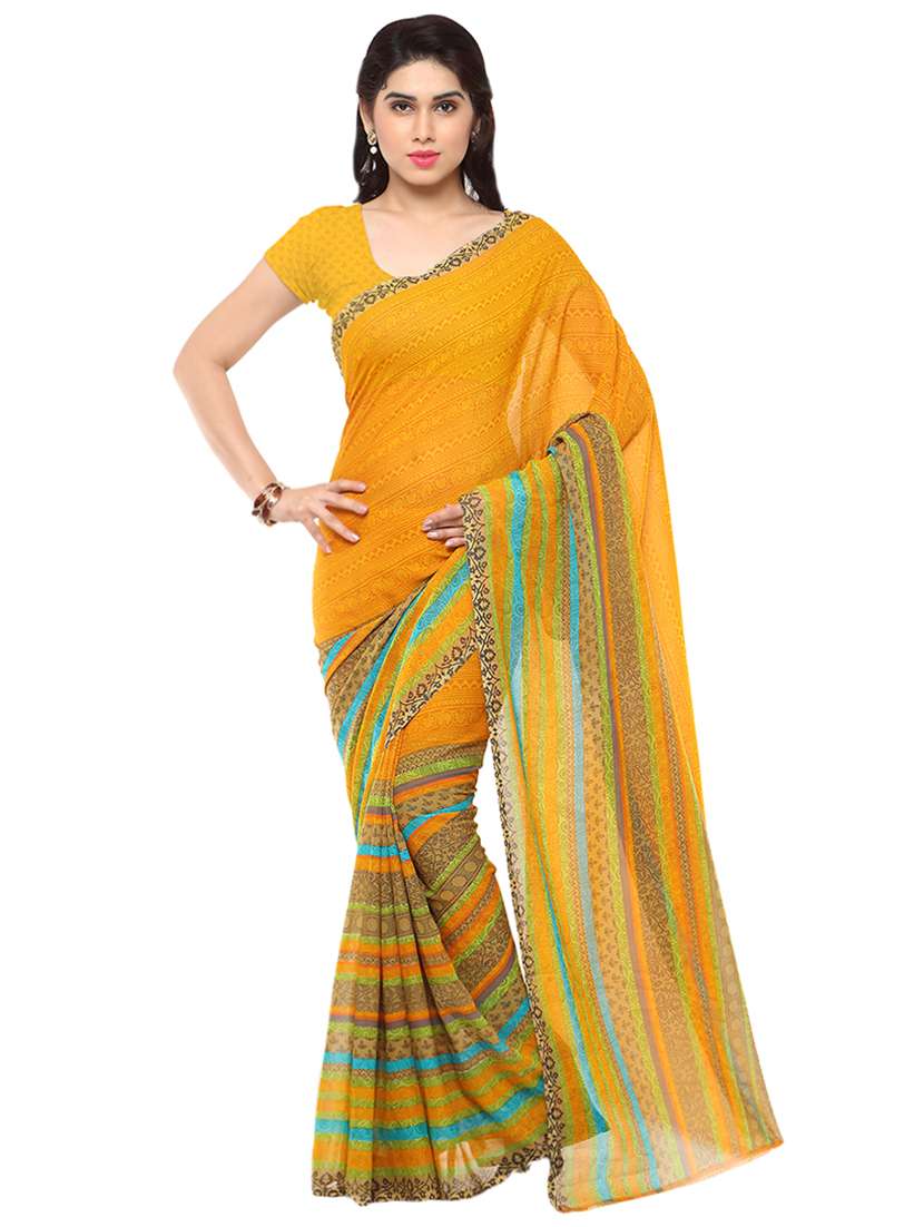 set of 2 printed saree combo with blouse - 16426443 -  Standard Image - 1