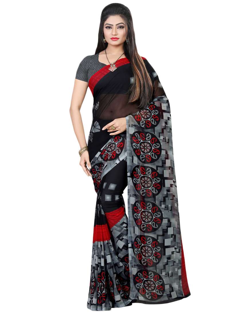 set of 2 multicolor printed saree combo with blouse - 16426460 -  Standard Image - 1
