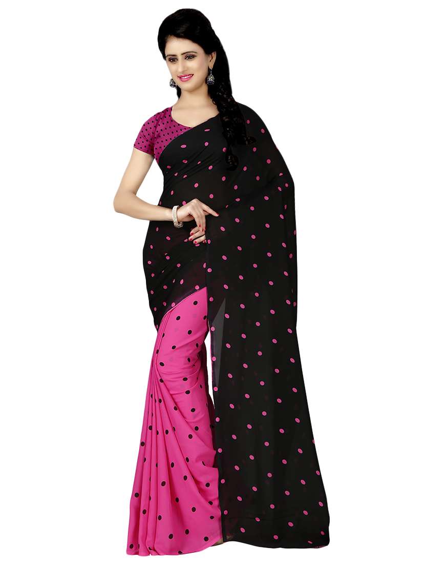 set of 2 multicolor printed saree combo with blouse - 16426481 -  Standard Image - 1