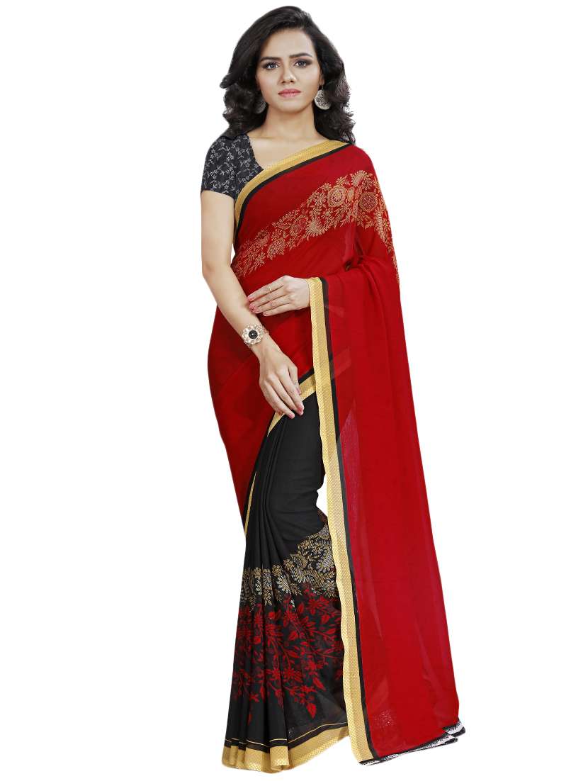 set of 2 multicolor printed saree combo with blouse - 16426489 -  Standard Image - 1