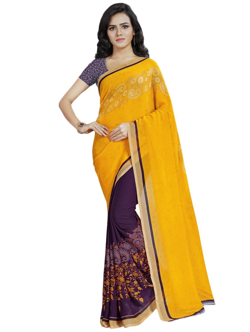 set of 2 multicolor printed saree combo with blouse - 16426490 -  Standard Image - 1