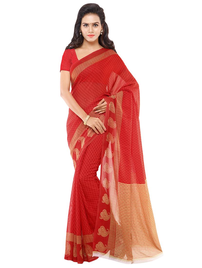 set of 2 printed saree combo with blouse - 16426550 - Standard Image - 1