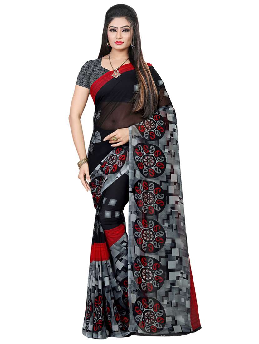 set of 2  printed saree combo with blouse - 16426573 -  Standard Image - 1