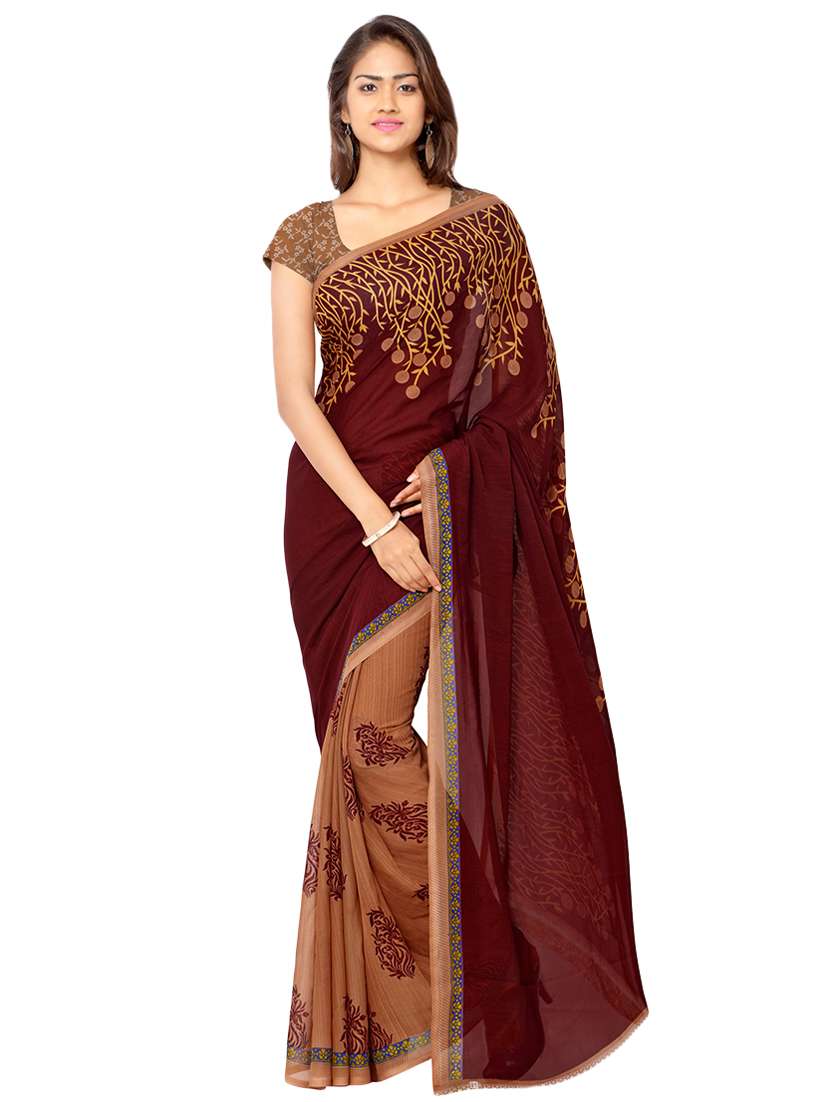 set of 2 multicolor printed saree combo with blouse - 16426661 -  Standard Image - 1