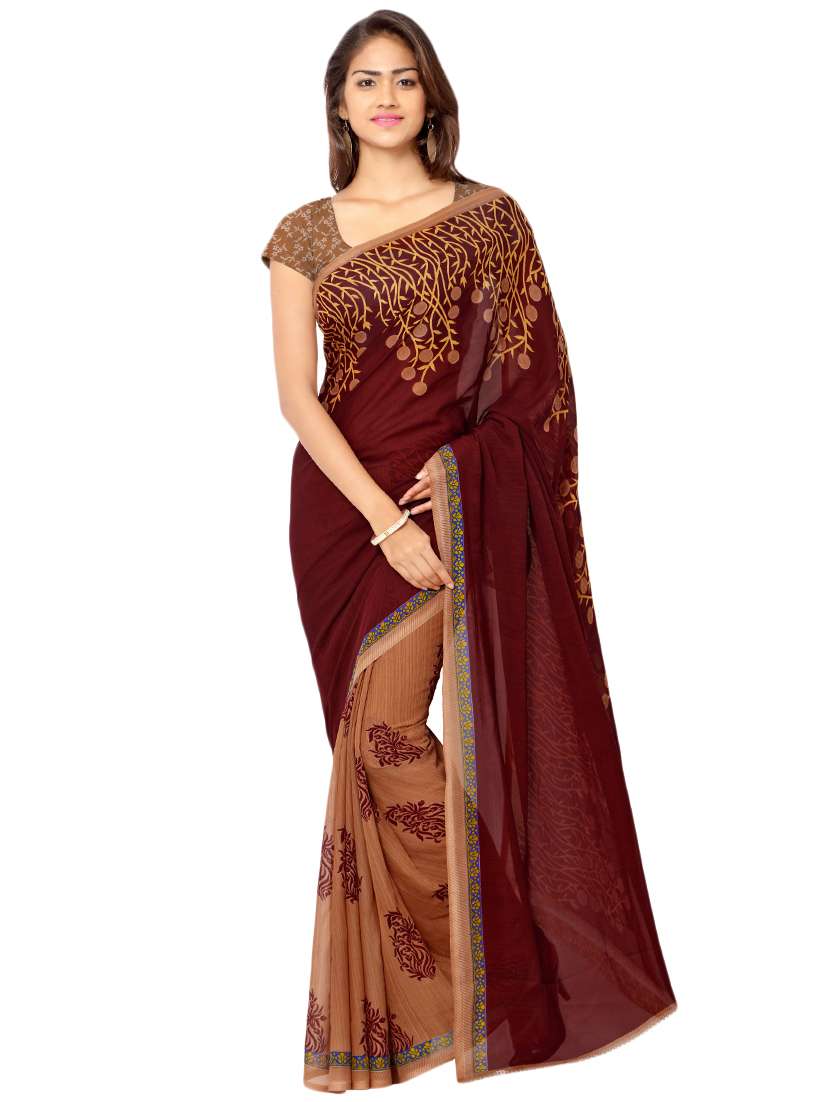 set of 2 multicolor printed saree combo with blouse - 16426679 -  Standard Image - 1