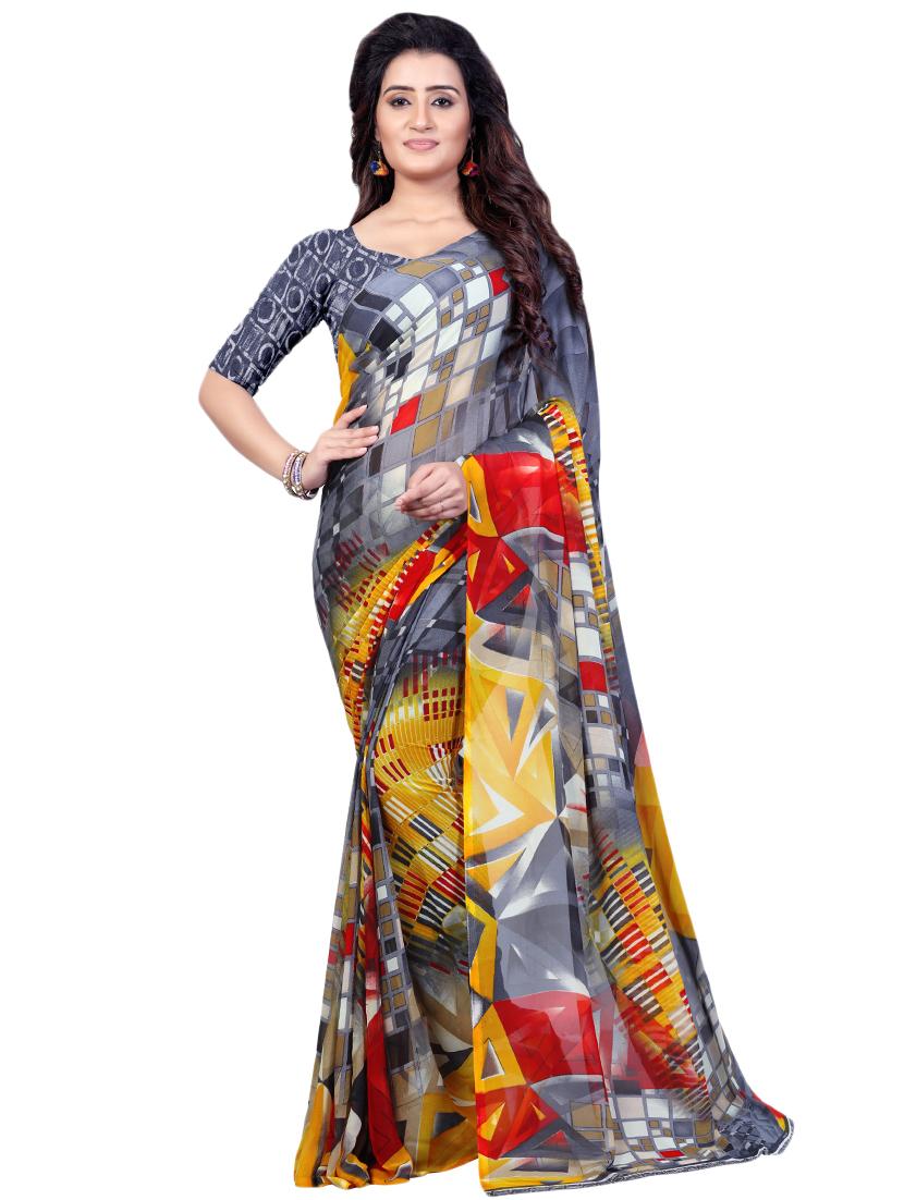 set of 2 multicolor printed saree combo with blouse - 16426756 - Standard Image - 1
