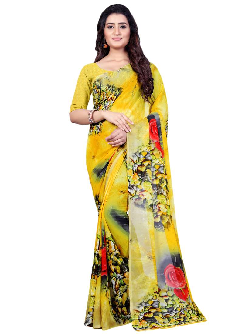 set of 2 multicolor printed saree combo with blouse - 16426758 -  Standard Image - 1