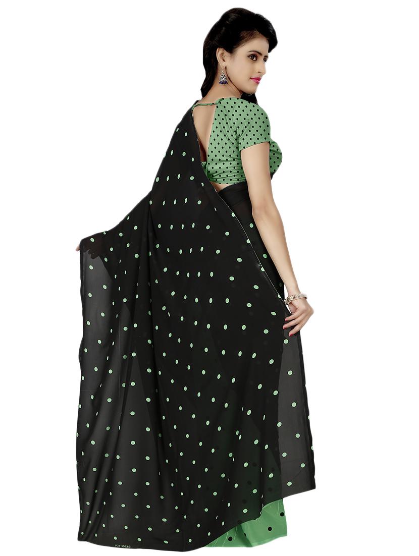 polka dots printed half & half saree with blouse - 16426834 - Standard Image - 1