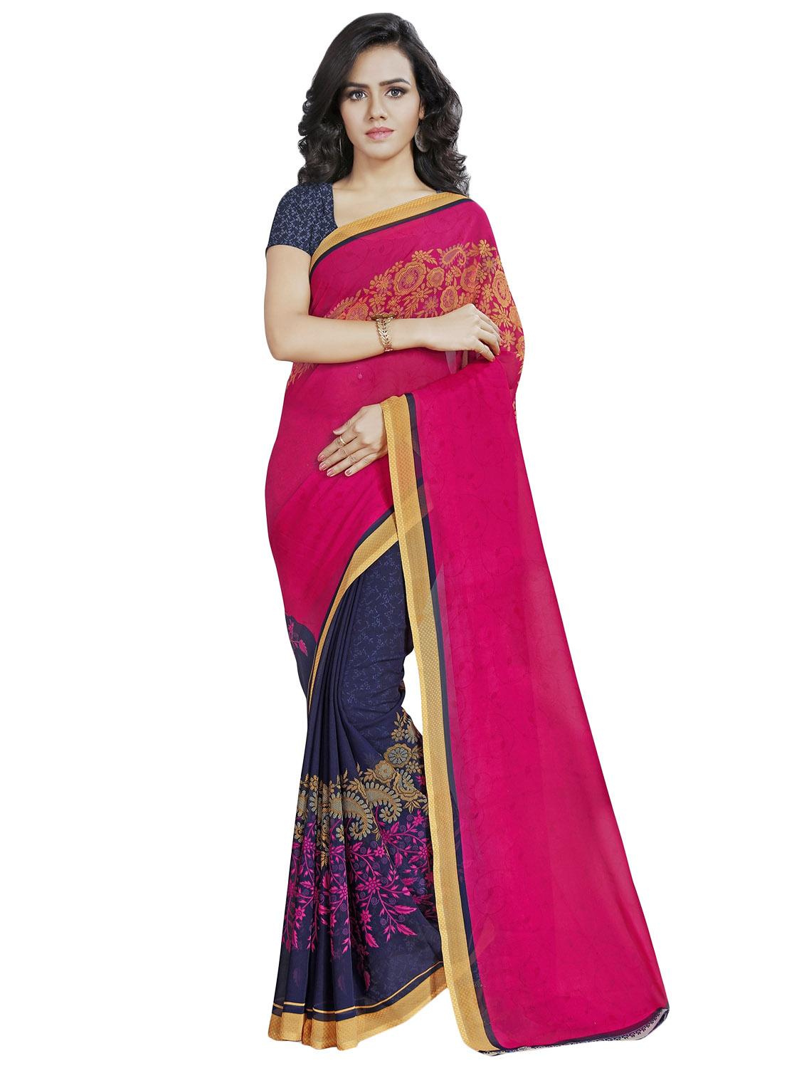 floral printed half & half saree with blouse - 16426841 -  Zoom Image - 0