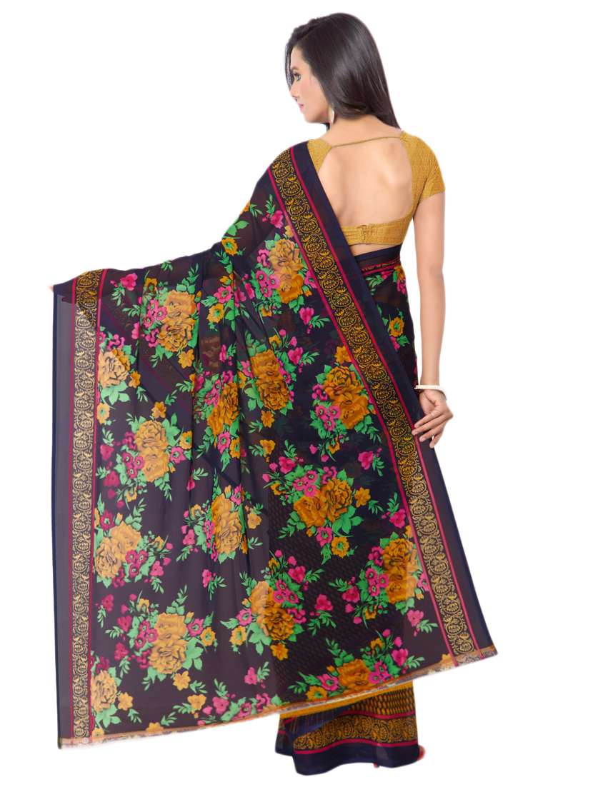 floral printed half & half saree with blouse - 16426854 - Standard Image - 1