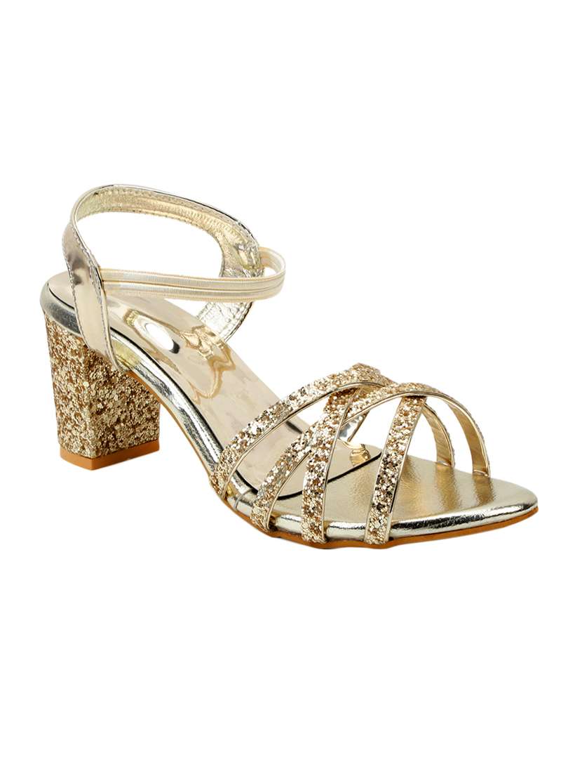 Buy online Gold Back Strap Sandals from heels for Women by Shoe