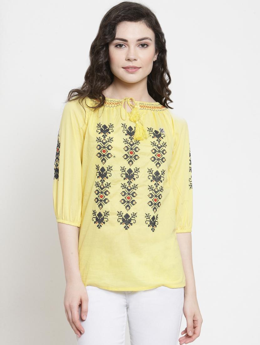 women's straight tie-up neck top