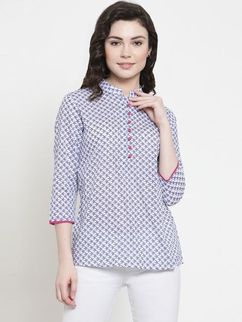 women's straight mandarin neck top - 16431919 -  Standard Image - 0
