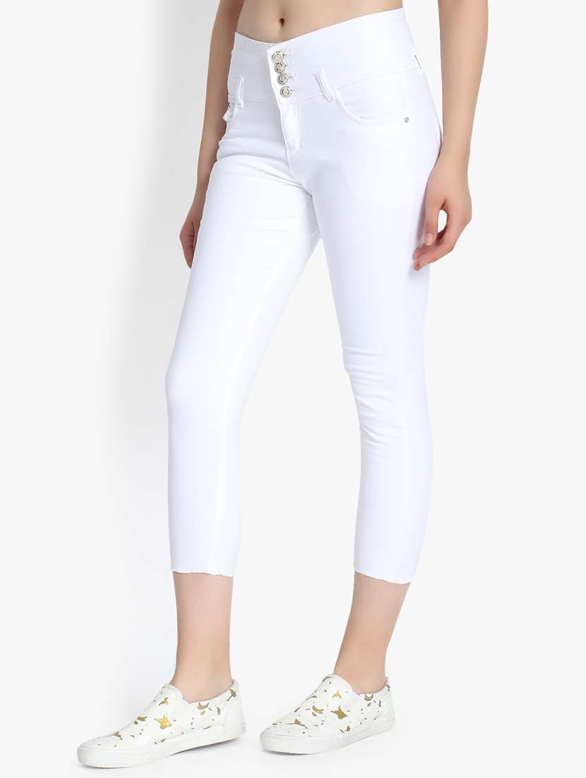 high rise solid cropped jeans  - 16432367 -  Standard Image - 1