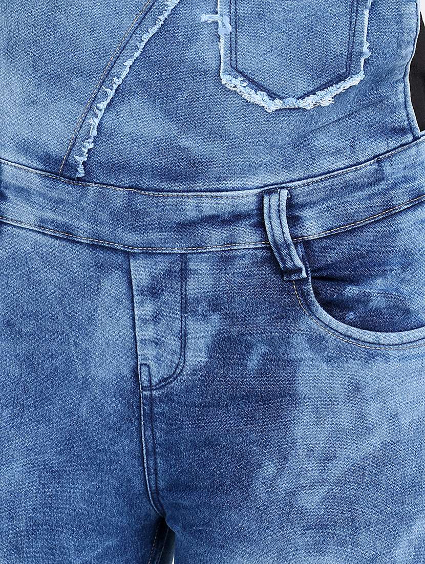 frayed detail stone washed dungaree - 16432684 - Standard Image - 4