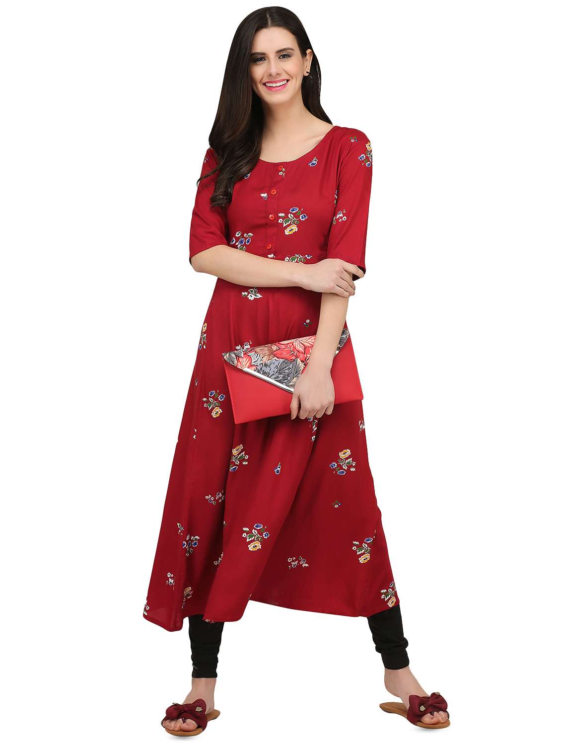 floral printed flared kurta