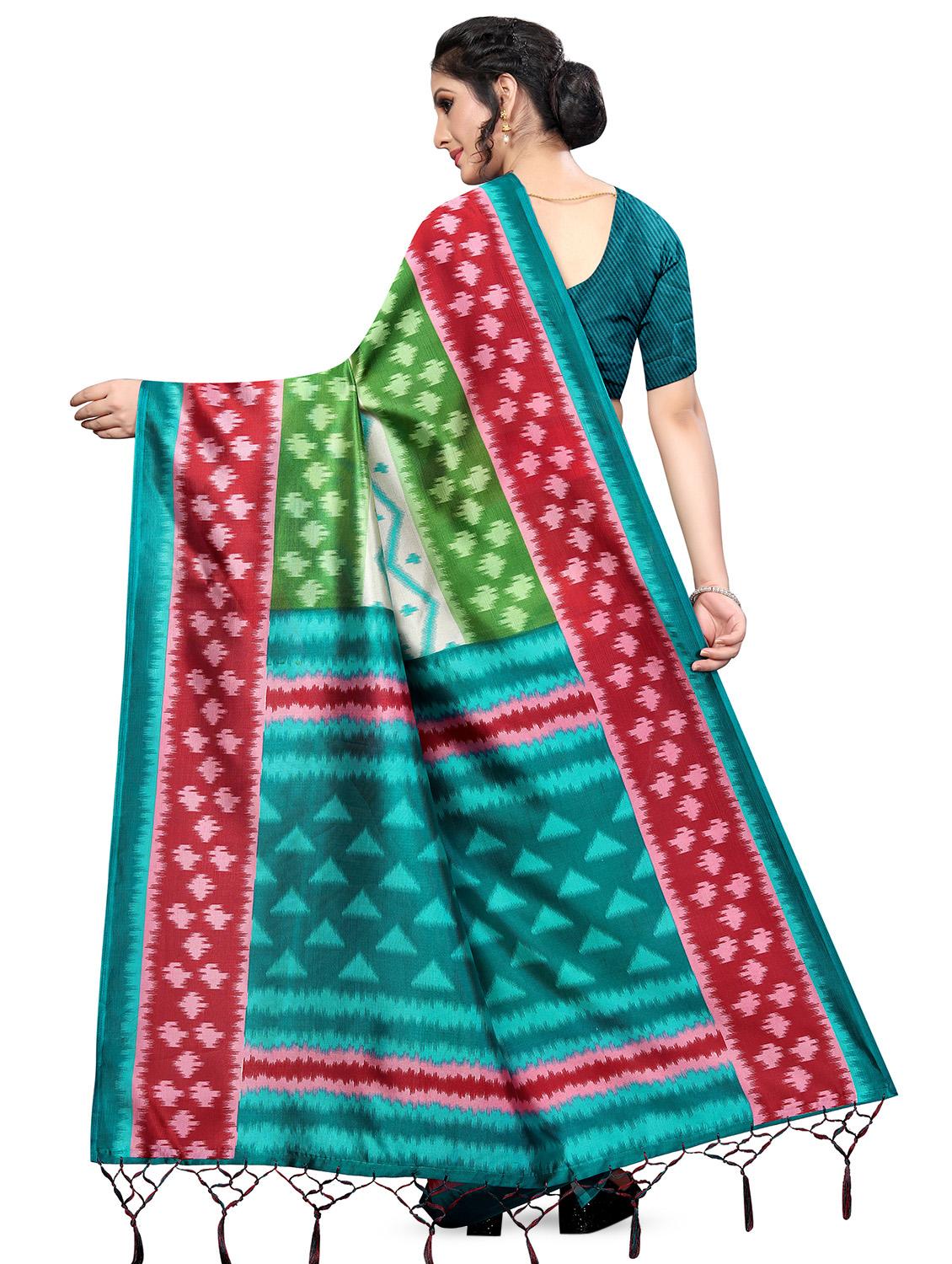 ikat printed saree with blouse - 16434652 -  Standard Image - 1