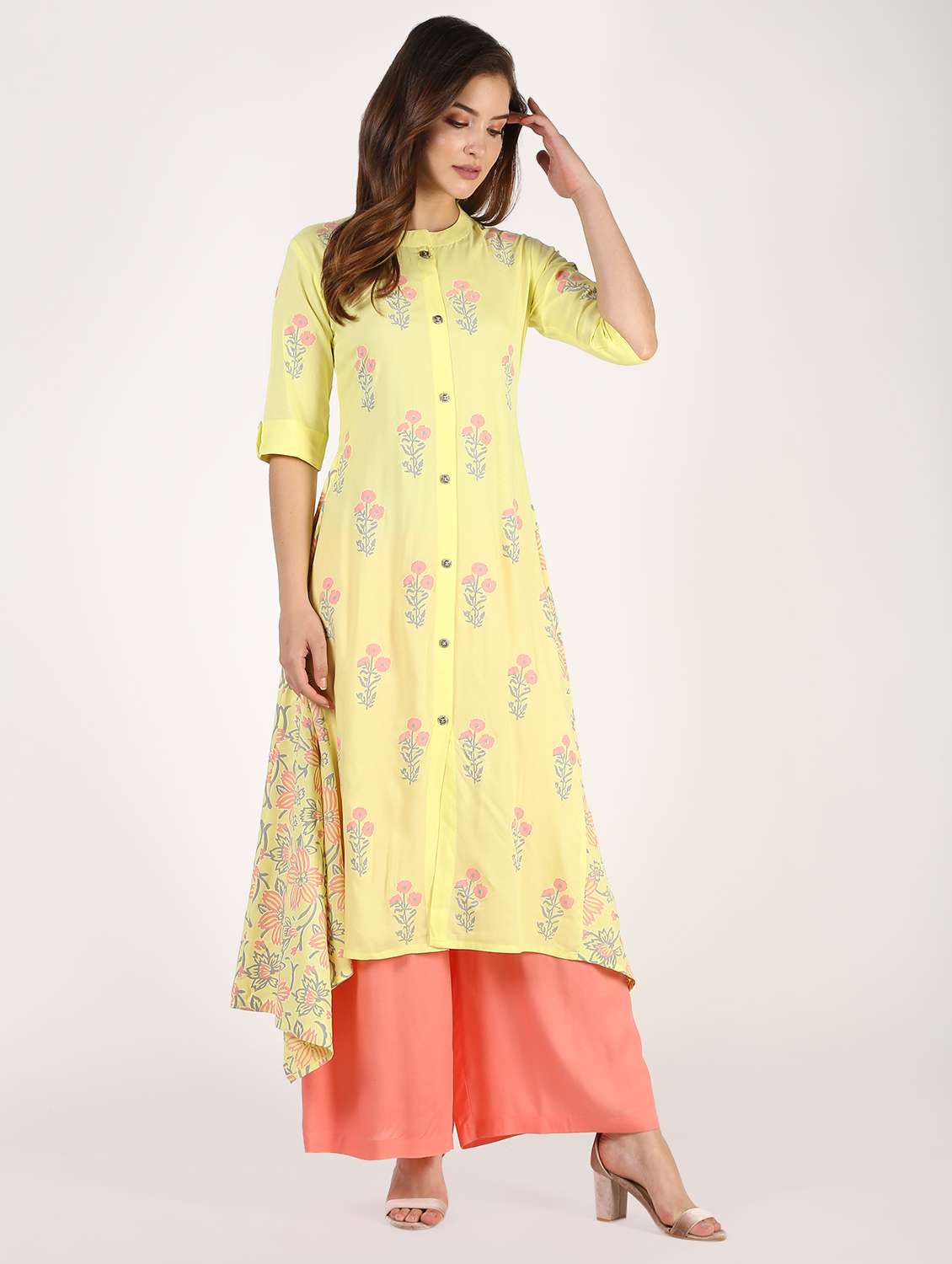 floral asymmetric kurta