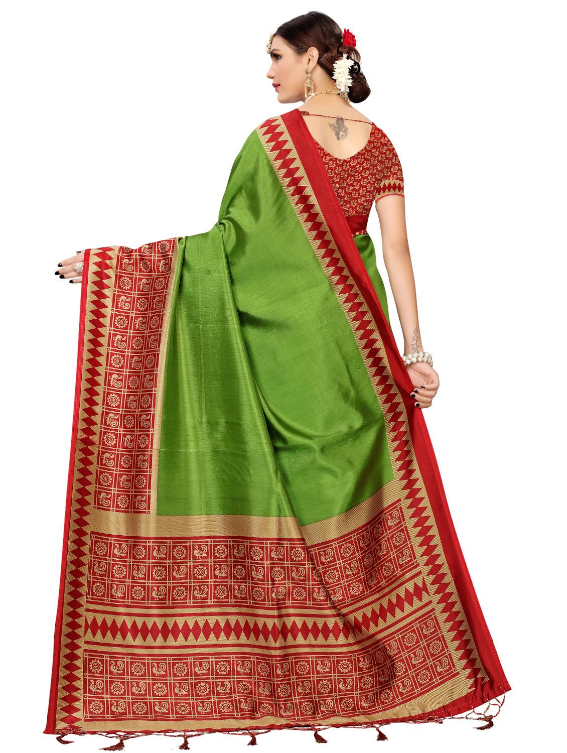 contrast border bhagalpuri saree with blouse - 16436650 -  Standard Image - 1