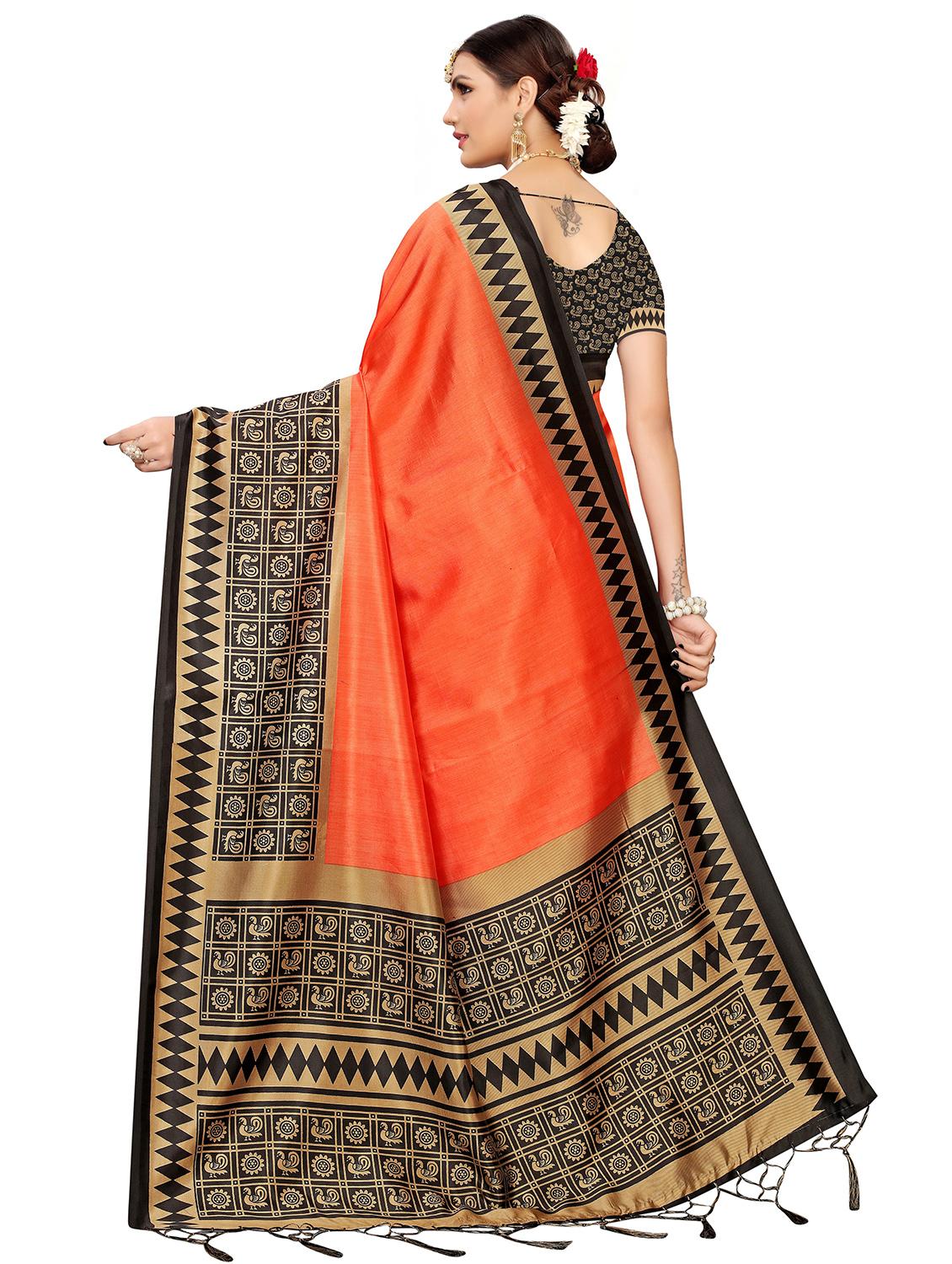 contrast border bhagalpuri saree with blouse - 16436652 -  Standard Image - 1