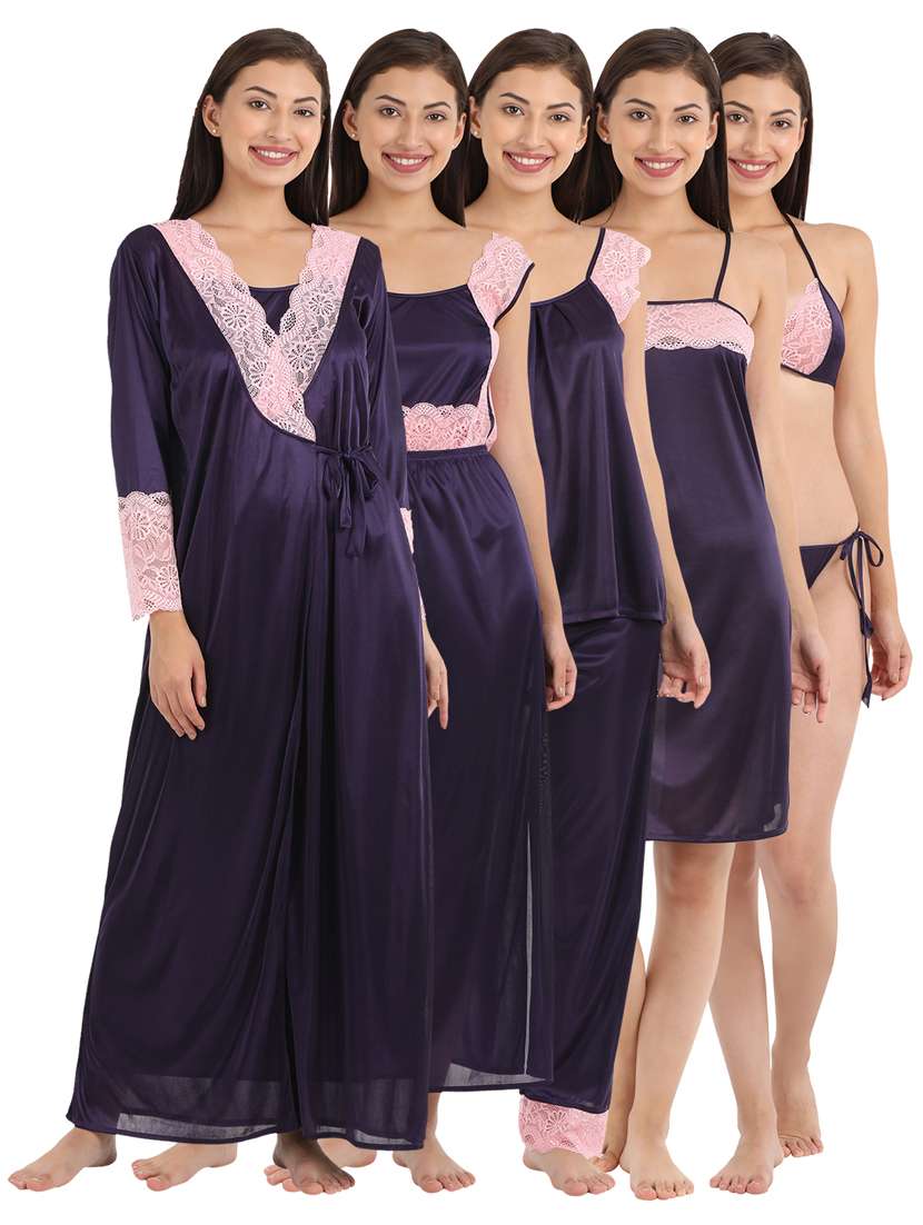 purple solid sleepwear robe