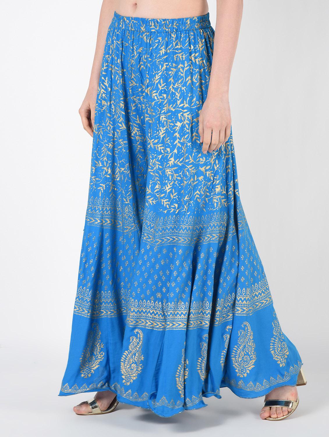 gold printed flared palazzo - 16438510 -  Standard Image - 1