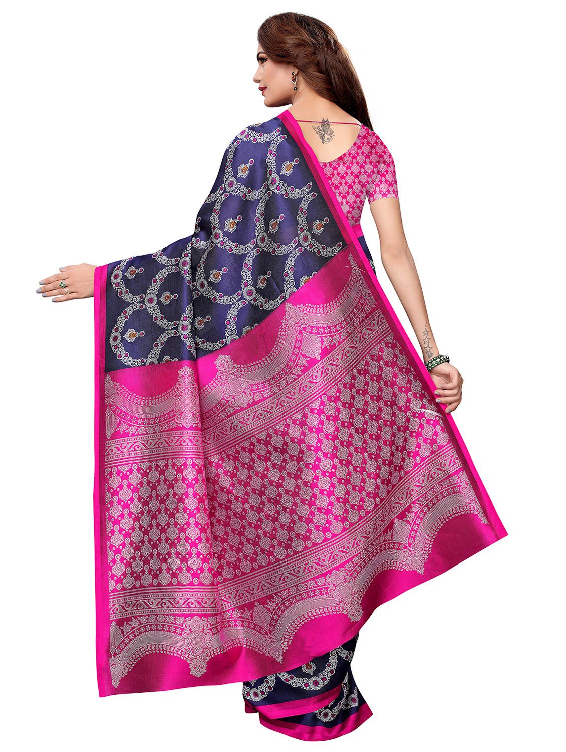 floral printed silk saree with blouse - 16438597 -  Standard Image - 1