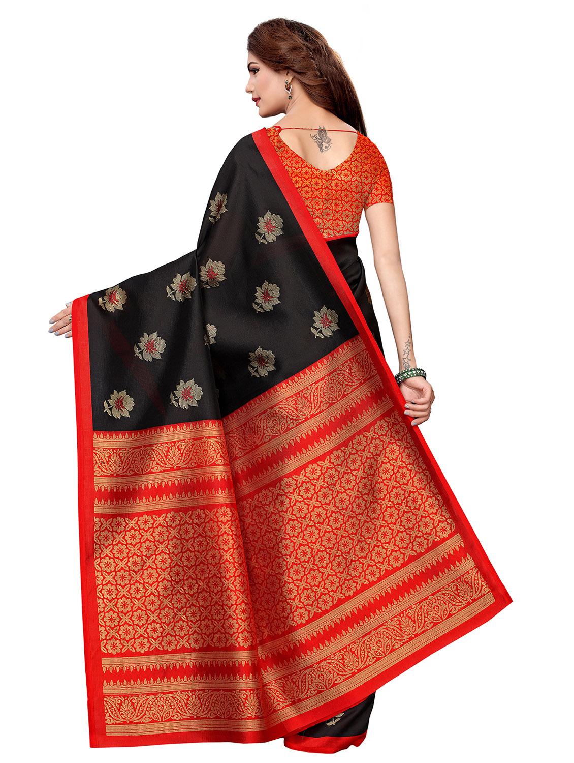 floral silk saree with blouse - 16438601 -  Standard Image - 1