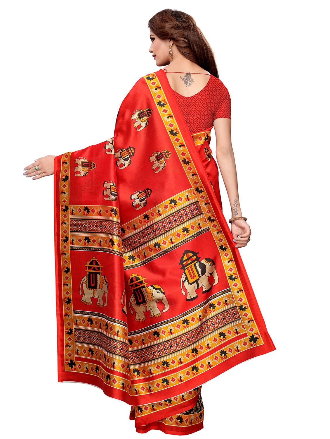 printed half & half saree with blouse - 16438606 - Standard Image - 1