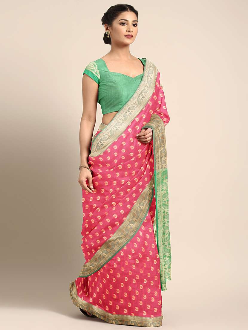 paisley zari motif woven saree with blouse