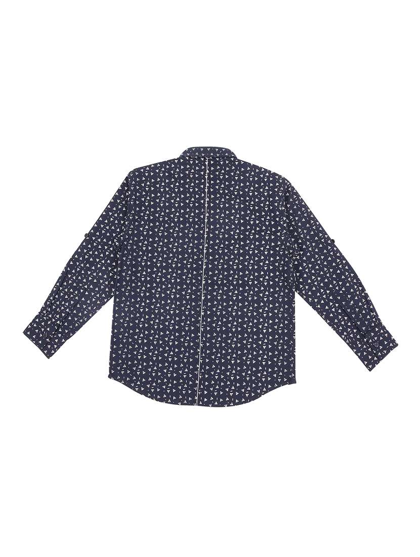 curved hem geometric print shirt - 16439236 -  Standard Image - 1