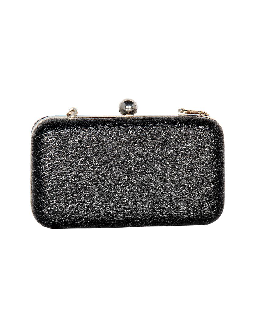 black leatherette (pu) box clutch - 16440943 - Standard Image - 1