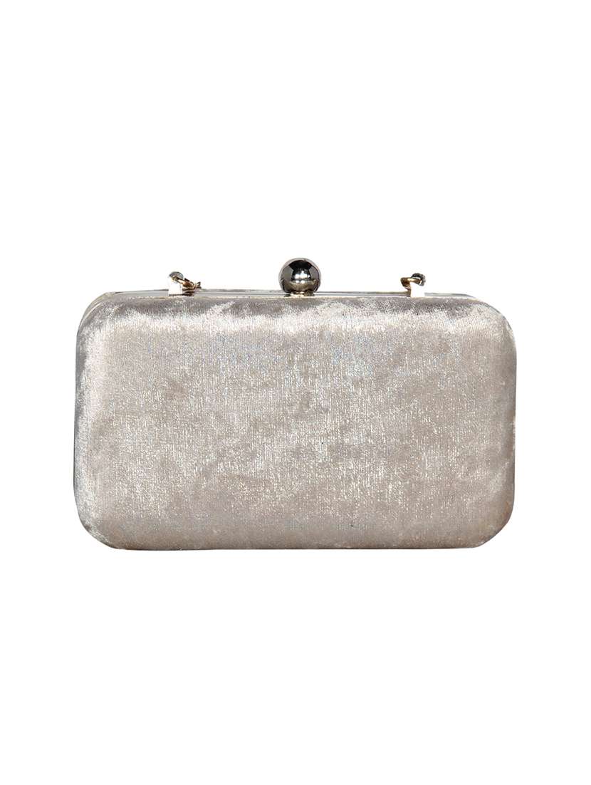 gold leatherette (pu) box clutch - 16440945 -  Standard Image - 1