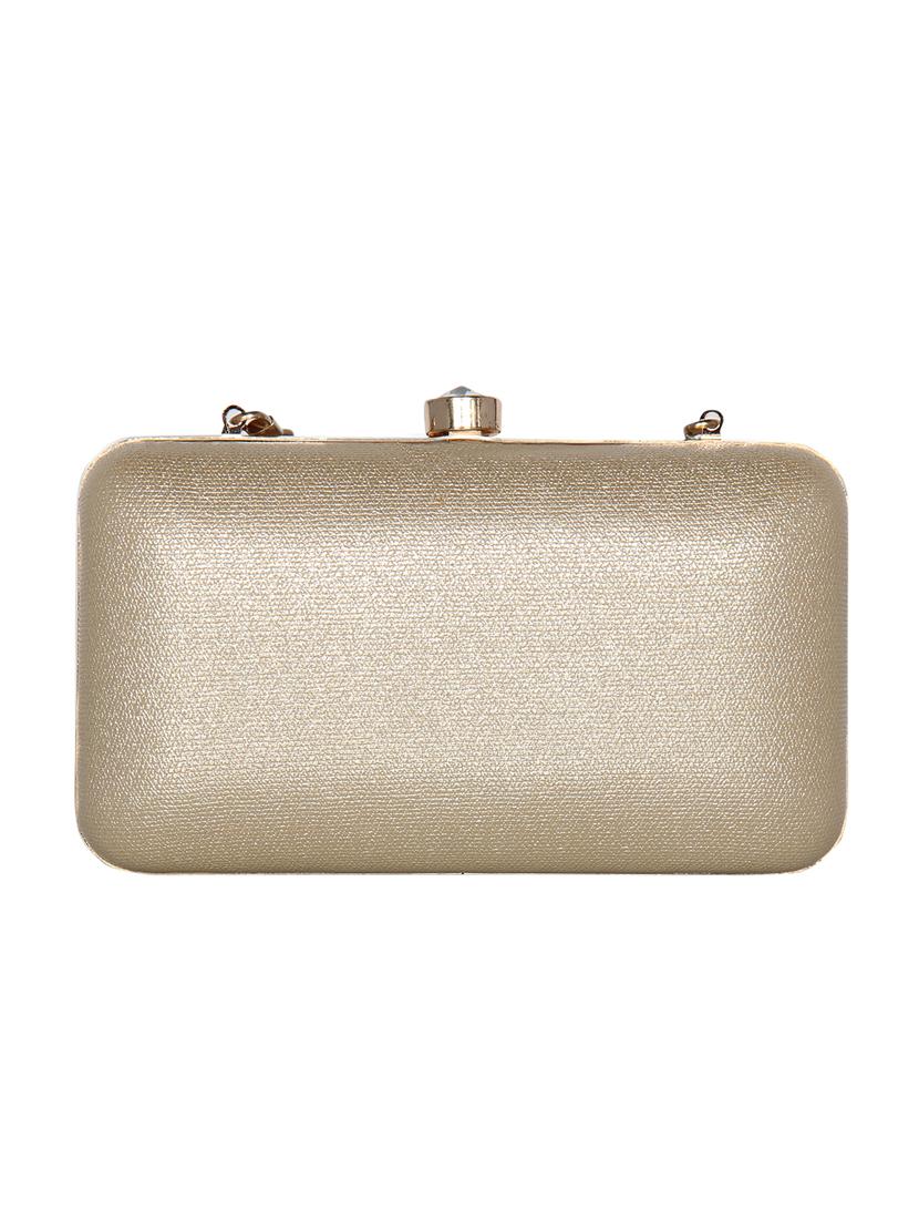 gold leatherette (pu) box clutch - 16440949 -  Standard Image - 1