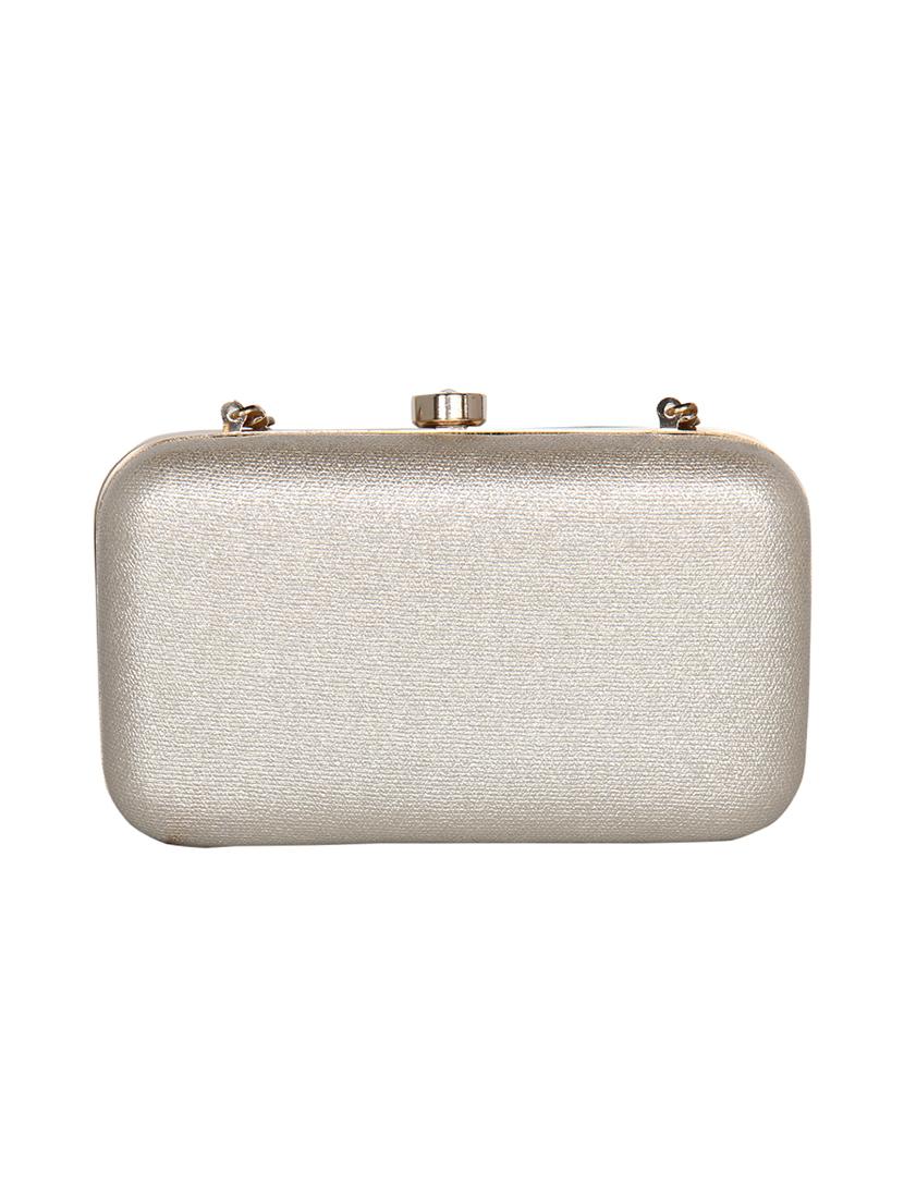 beige leatherette (pu) box clutch - 16440958 - Standard Image - 1