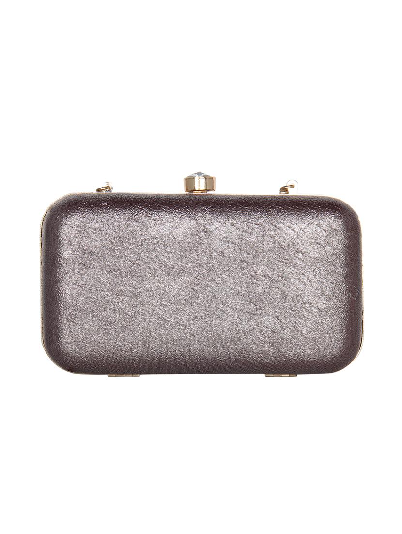 gold leatherette (pu) box clutch - 16440959 - Standard Image - 1