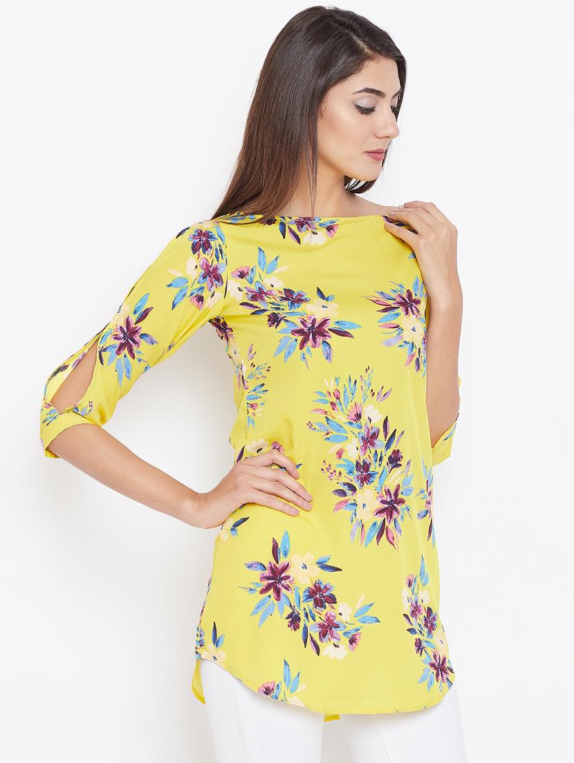 curved hem floral tunic - 16442021 -  Standard Image - 1