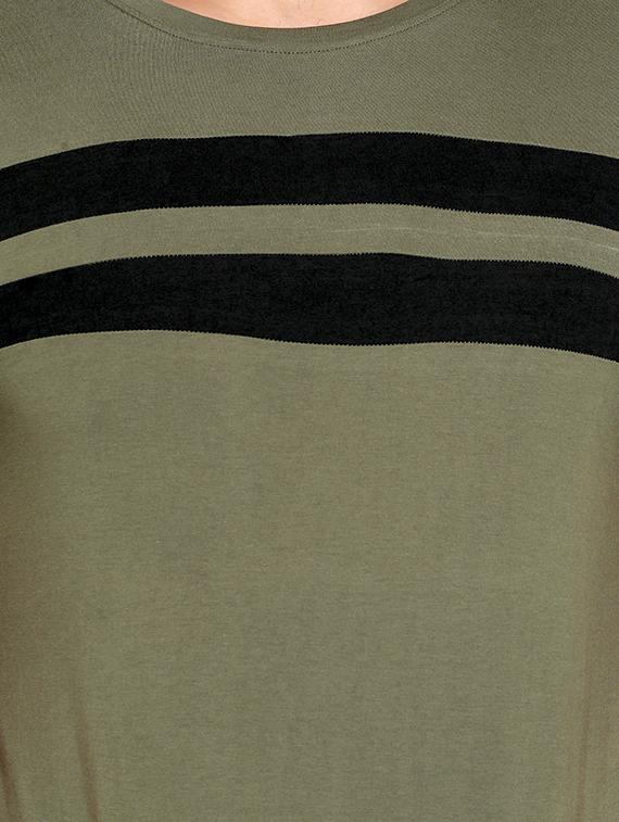 men olive slim fit cut & sew t-shirt - 16445110 - Standard Image - 4