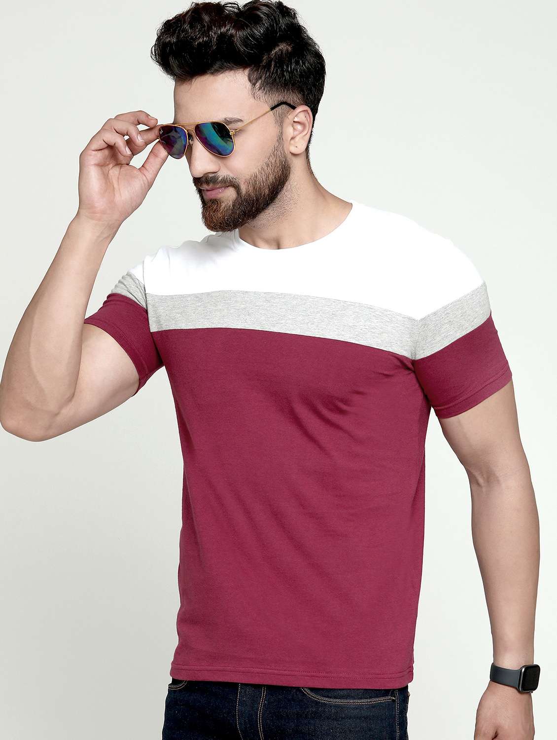 crew neck color block t-shirt