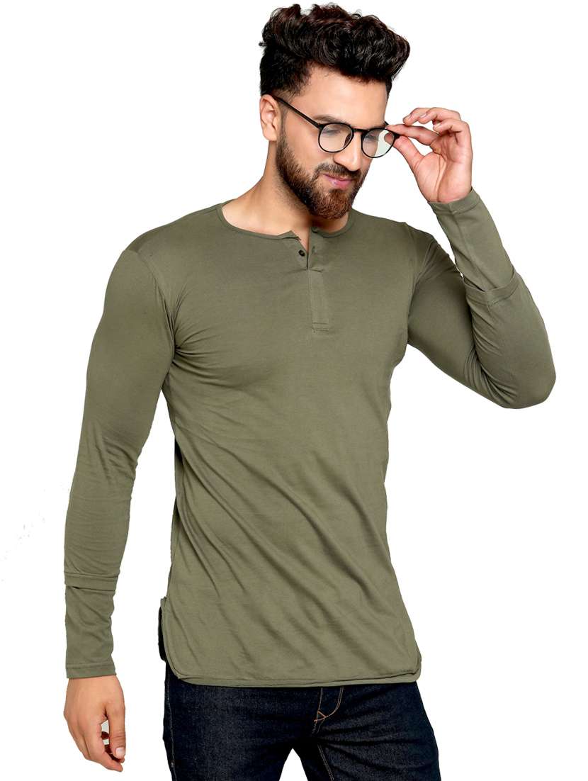 olive green solid t-shirt - 16445121 - Standard Image - 1