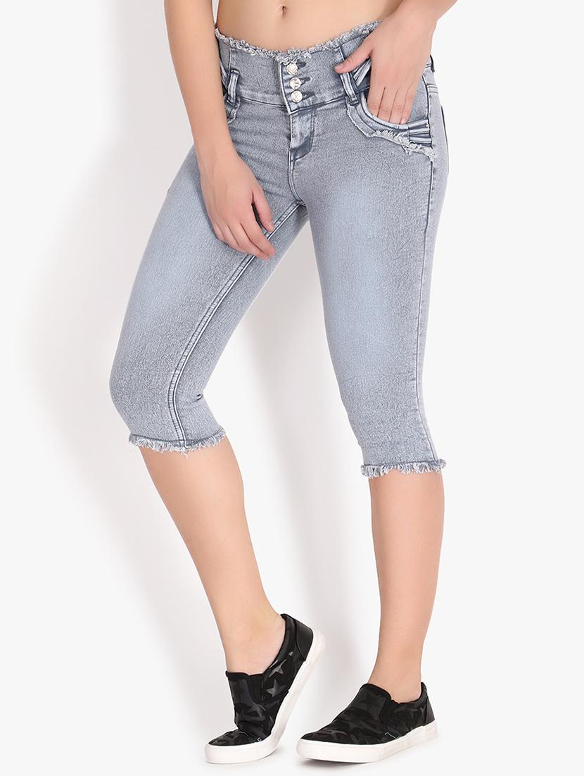 frayed hem distressed capri - 16445181 - Standard Image - 1