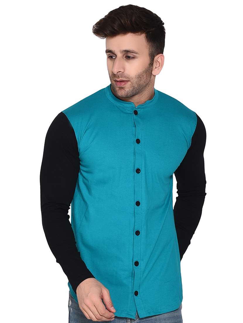 mens color block casual shirt