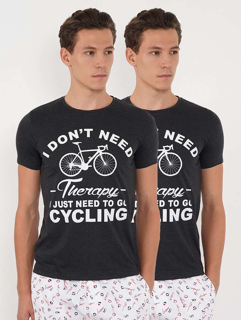 black typographic chest print combo t-shirts